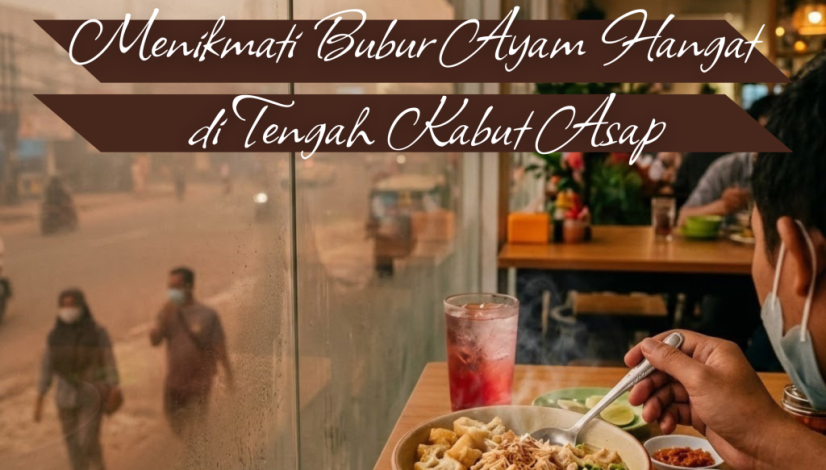 President Resto Menikmati Bubur Ayam Hangat di Tengah Kabut Asap Palangkaraya