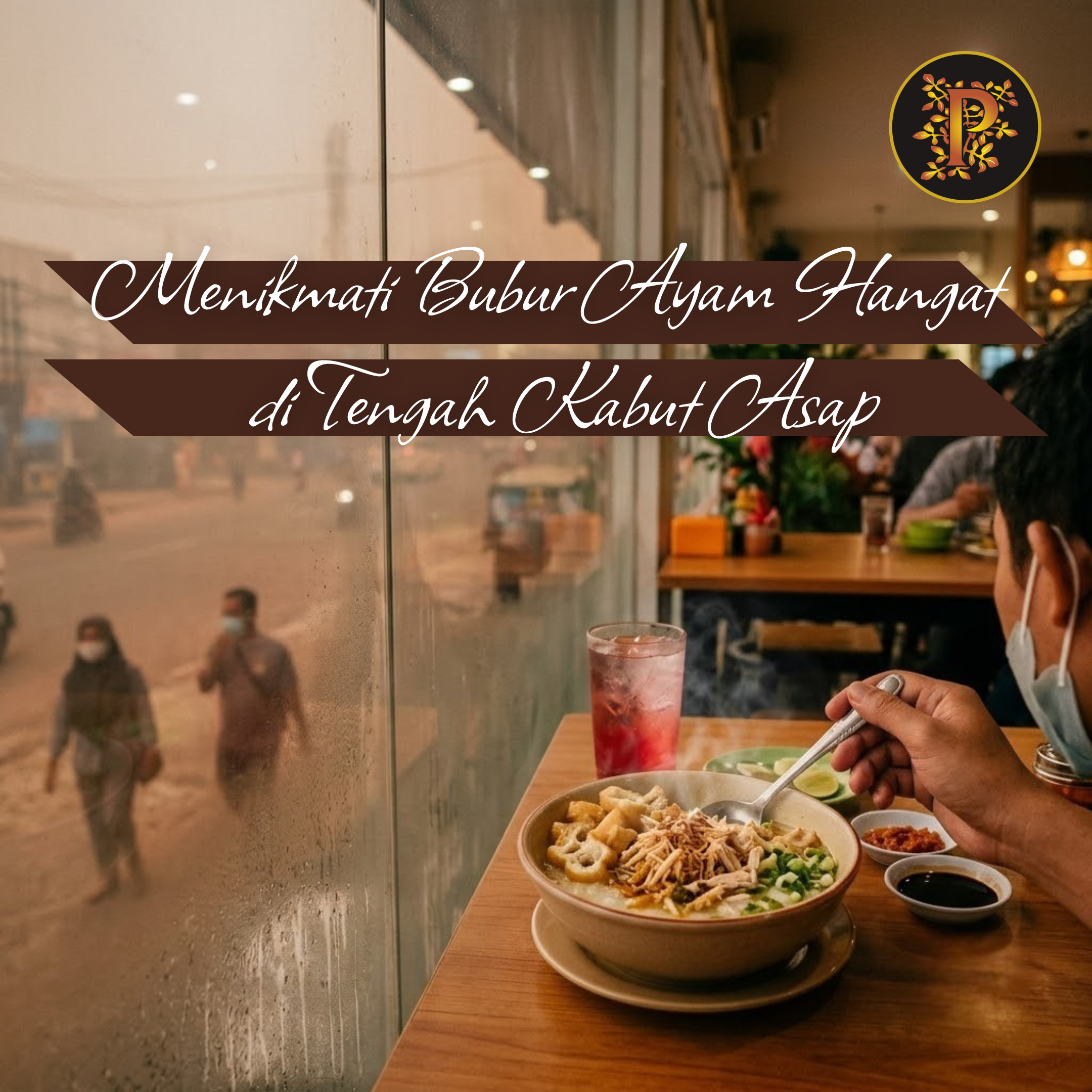 President Resto Menikmati Bubur Ayam Hangat di Tengah Kabut Asap Palangkaraya